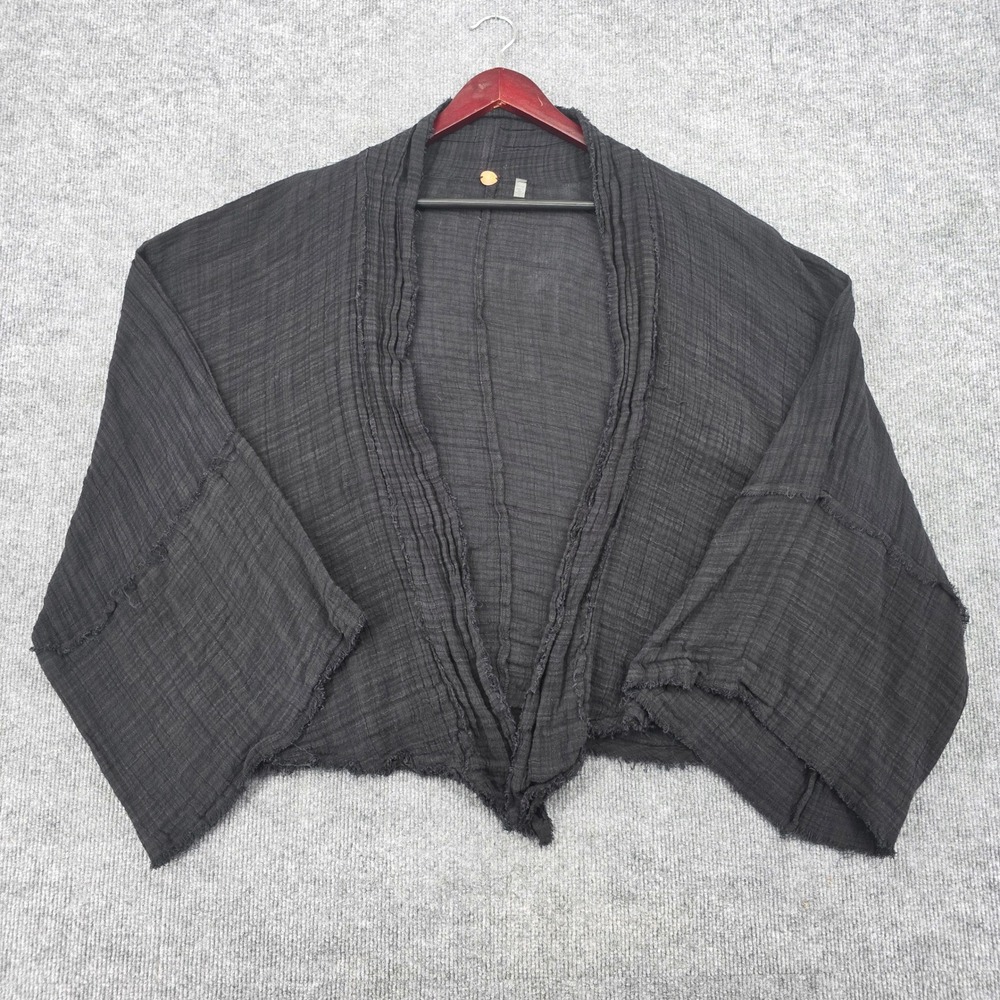 Free People FP One Black Gauze Cropped Cardigan Raw Edge Boho XS S